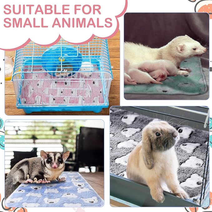Reginary 4 Pcs Waterproof Guinea Pig Blankets Washable Small Animal Fleece Bedding Absorbent Guinea Pig Cage Liners Reusable Training Pee Pad Pet Sleep Mat for Hamster(Bear Pattern,24 x 16 Inch) - Image 6