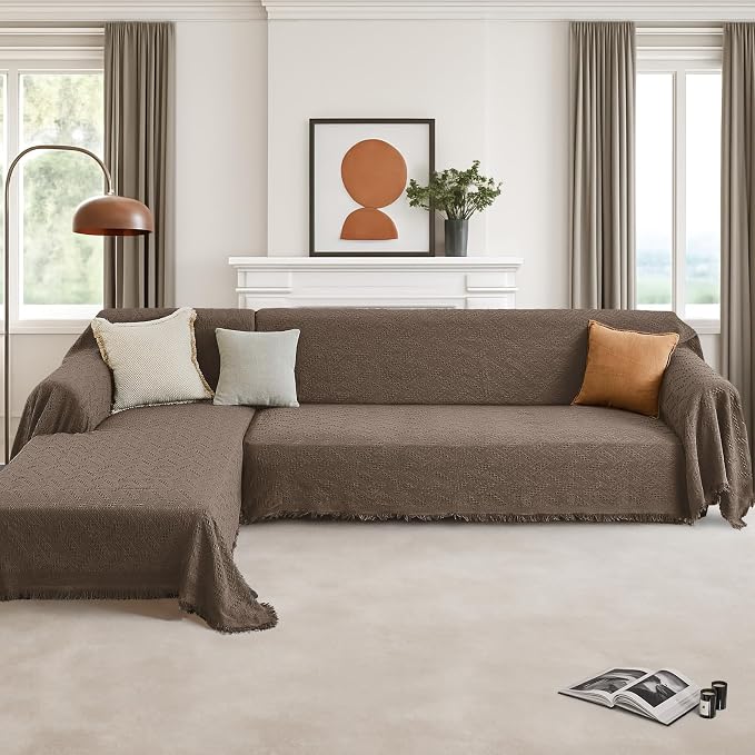 HOMERILLA 2 Piece Sectional Couch Cover for L Shape Sofa Taupe XXXL | Washable Fabric, Anti-Pet Hair, Stain & Wear Resistant, Multiuse Sofa Blanket Protector, Pet Friendly Easy Installation - Image 9
