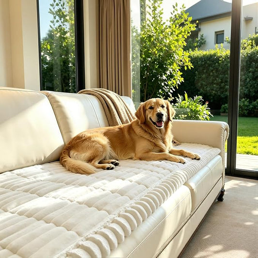 SUBRTEX Couch Cover for Dogs, Non-Slip Sofa Mat Washable, Thick Sofa Slipcover Cushion Protector Pet-Friendly (Ivory, 27.6"x70.9") by Subrtex