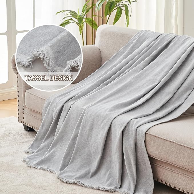 Sofa Cover for Washable Sectional L Shape, Light Grey | Couch Covers Protector with Tassel Sofa Slipcover for Pet & Kid Friendly - Image 2