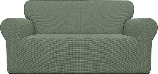 Easy-Going Stretch Oversized Loveseat Couch Covers Washable Greyish Green | 1-Piece Large Loveseat Cover for 2 Cushion Couch Furniture Protector RV Sofa Slipcover Soft with Bottom for Kids Pets by Easy-Going
