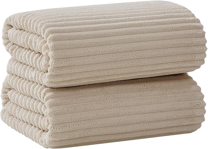 2 Piece Bath Sheets, 40"x80" Microfiber Bath Towels, Beige | Extra-large size, Quick dry, Highly Absorbent, Lint Free，shower towels for bathroom gym spa，Big and Tall users by NALIVO