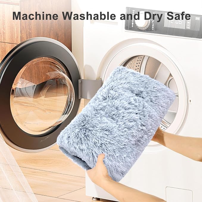 Small Dog Bed Crate Pad 24", Washable Puppy Beds, Plush Pet Mat Grey | Ultra Soft Cozy Sleeping, Machine Washable, Anti-Slip Bottom, Kennel Pad 24*18", Easy to Care, 25lbs - Image 7