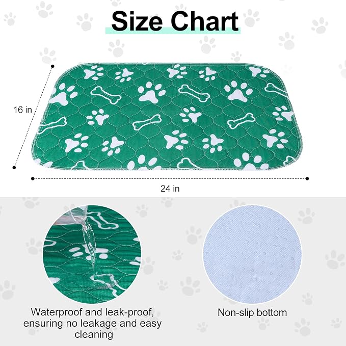 BEAUTYZOO 6 Pack Washable Pee Pads for Dogs, Reusable Puppy Pads for Potty Training, Waterproof Super Absorbent Whelping Pads, Mats Non Slip Against Urine for Small Medium Dogs Cats, 16" x 24" - Image 2