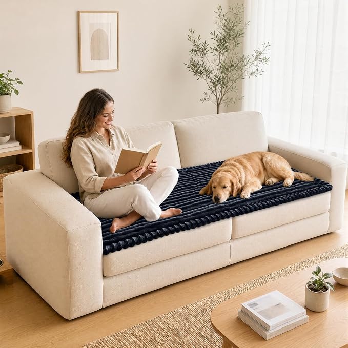NAISI Pet Couch Covers for Sofa with Thick Filling and Non-Slip Bottom Sectional Sofa Covers Washable Friendly for Pets(1pc/27.5"x 70.8",Dark Navy) - Image 5