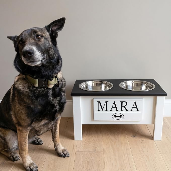 Elevated Dog Bowls for Large Dogs, Personalized Food Stand for Large Breed | Farmhouse Style, Elevated Wood Stand, Storage Container, Stainless Steel Bowls, Raised Anti-Slip Feeder, Made in USA - Image 5