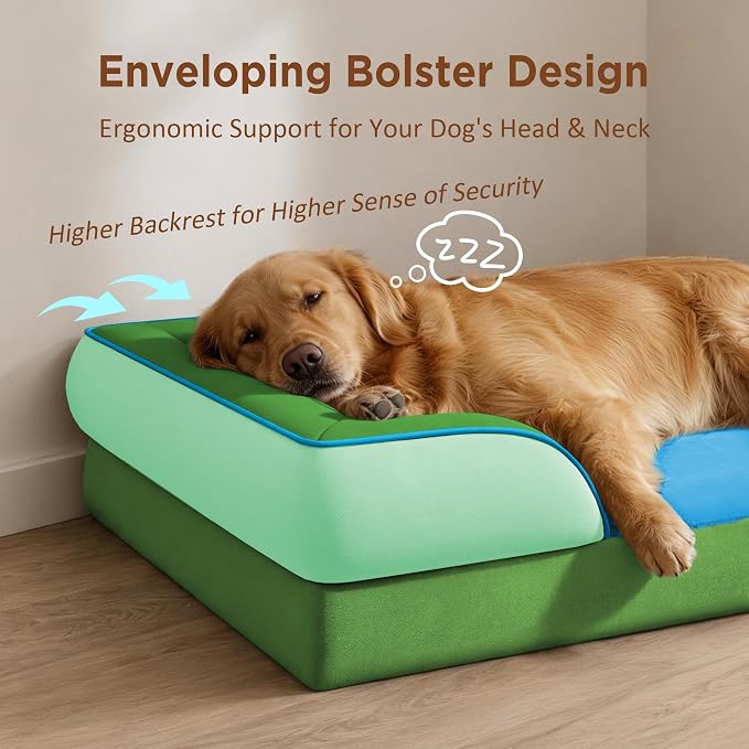 Comfort Expression Orthopedic Dog Beds for Large Sized Dog with Bolster | Waterproof Dog Couch Bed with Washable Cover & Non-Slip Bottom, Supportive Egg Crate Foam Large Pet Bed, 36x27 Inch - Image 3