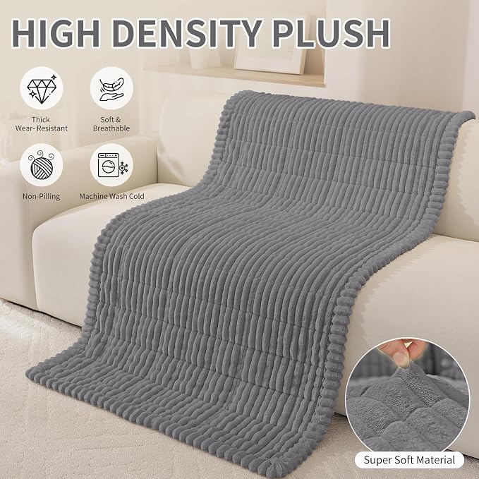 Fuzzy Pet Couch Covers for Dogs Washable, Thick Couch Covers for 3 Cushion Sofa Pet Friendly, Non Slip Plush Dog Couch Cover for for Sectional, Loveseat (Charcoal Gray, 27.6" x 83") - Image 5