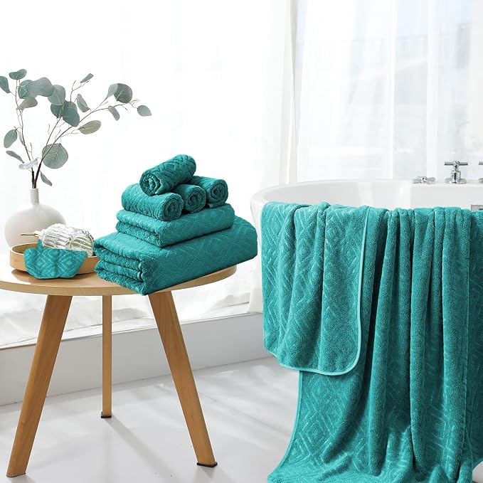 Bath Towel Set of 4 Extra Large Bath Sheet 35"x70" Oversized Bath Towel Soft Microfiber Bathroom Towel for Adults Highly Absorbent Quick Dry Towel Set for Bathroom,Hotel,Shower Bath Sheet Teal Blue - Image 3