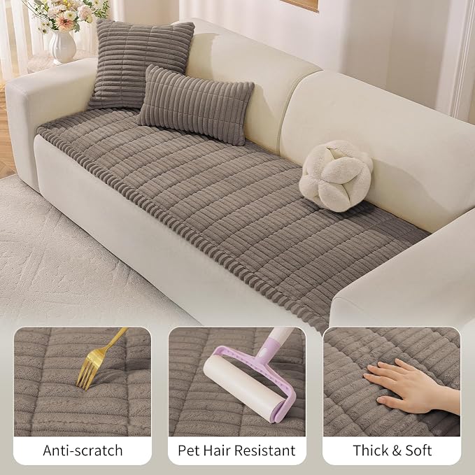 Couch Cover for Dogs,Washable Non-Slip Pet Friendly Sofa Protector | Thick Flannel Sofa Cover,Nonslip, Washable,Anti-Pilling,Pet Friendly,for Dogs & Cats,Cozy Protect Against Fur,27.6" x 70.9" - Image 4
