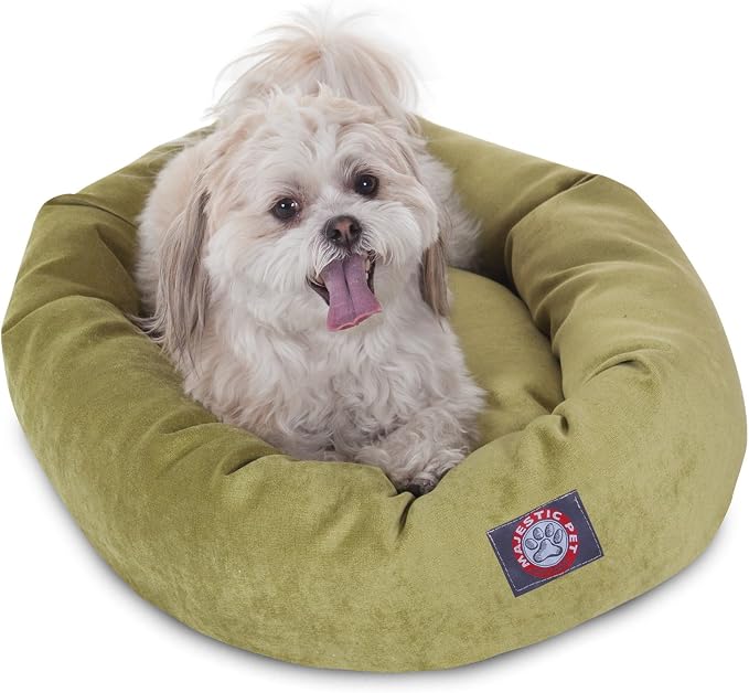 Majestic Pet 32 Inch Micro Velvet Calming Dog Bed Washable – Cozy Soft Round Dog Bed with Spine for Head Support - Fluffy Donut Puppy Mat 32x23x7 (inch) Medium - Storm - Image 3