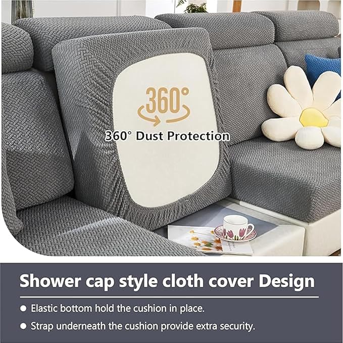 Couch Cushion Covers & Couch Cover for Sectional Sofas, Reversible Non-Slip Sofa Slipcovers, Washable Pet Proof Home Decor Protector (Sea Blue, Back Cover M) - Image 6