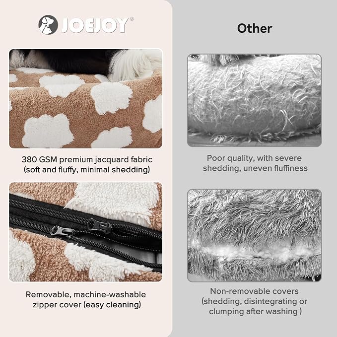 JOEJOY Large Dog Beds Large Sized Dog, Rectangle Washable Orthopedic Pet Bed with Removable Zipper Cover, Cute Soft Calming Puppy Pet Bed with Jacquard Shaggy Plush & Non Skid Bottom - Image 3