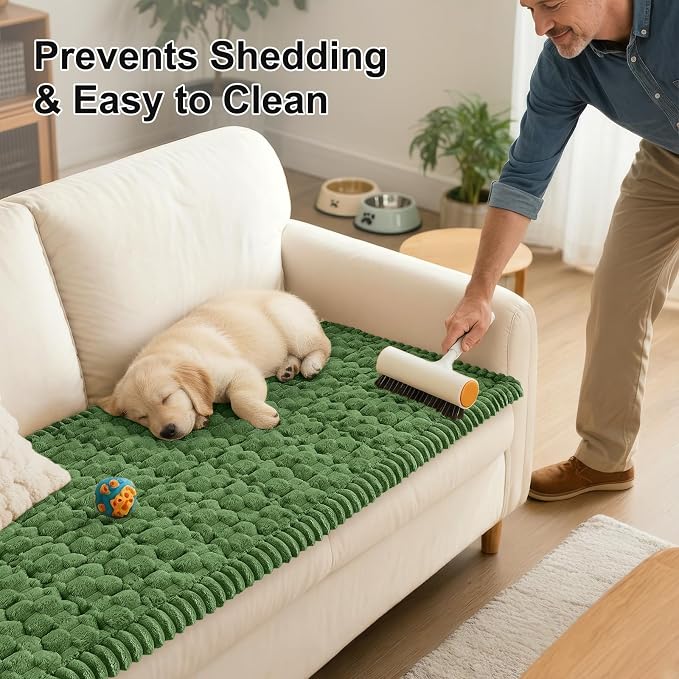 Smiry Non Slip Couch Covers for Dogs, Scratch Resistant Pet Sofa Protector | Machine Washable Soft Fuzzy Thick Furniture Cover for Sofa Loveseat Sectional Large Dogs, Olive Green, 27.6" x 47" - Image 5