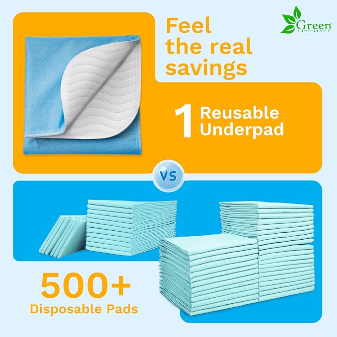 GREEN LIFESTYLE Washable Underpads - Large Pads for use as Incontinence Bed Pads, Reusable Pet Pads, Great for Dogs, Cats, Bunny, Seniors Bed Pad (Pack of 4 - 34x36) - Image 6