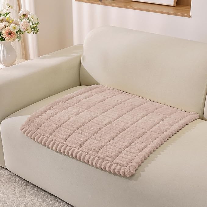 Fuzzy Pet Couch Covers for Dogs Washable, Thick Couch Covers for 2 Cushion Sofa Pet Friendly, Non Slip Plush Dog Couch Cover for for Sectional, Loveseat (Champagne, 27.6" x 27.6") by CYCMACOHOME