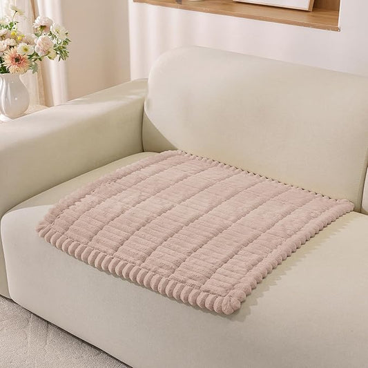 Fuzzy Pet Couch Covers for Dogs Washable, Thick Couch Covers for 2 Cushion Sofa Pet Friendly, Non Slip Plush Dog Couch Cover for for Sectional, Loveseat (Champagne, 27.6" x 27.6") by CYCMACOHOME