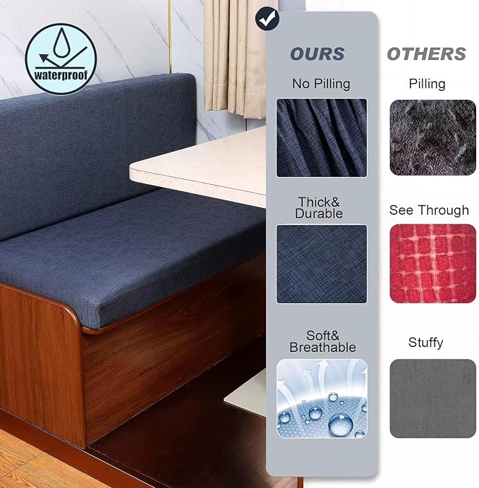 NILUOH RV Dinette Cushion Covers Waterproof Couch Cushion Slipcovers Stretch Camper Cushions Cover Replacement Sofa Slipover for Travel Trailer Couch Includes 2 Backrest Cover & 2 Bench Cover,01 - Image 5