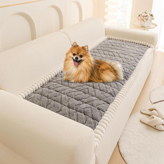 OTOB Plush Couch Protector for Dogs Washable, Fuzzy Non Slip Pet Sofa Cover | Gray, 27.6"x70.9", Pet Friendly, All Season, Modern Geometric Jacquard, Soft Breathable, Furniture Protector, Modern by OTOB