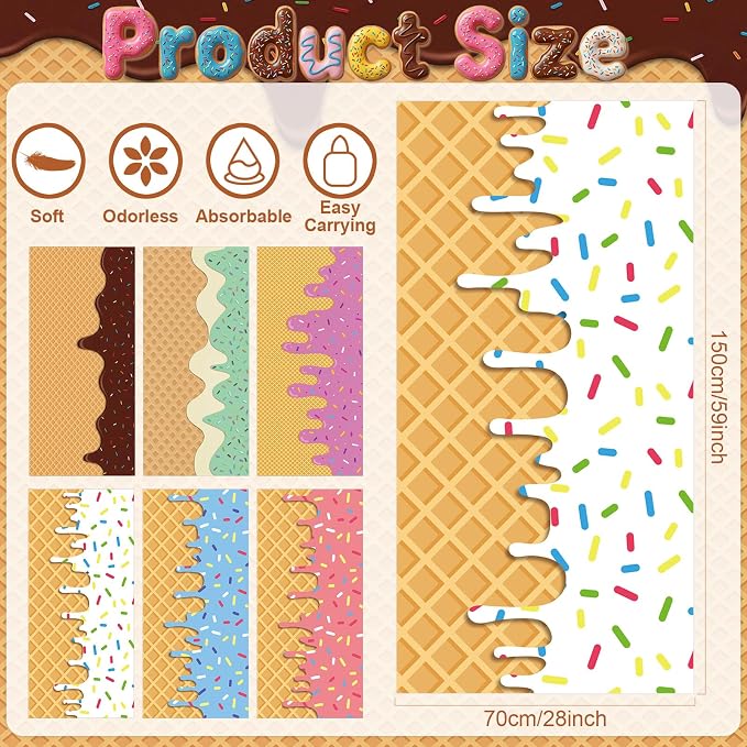Peryiter 6 Pcs Oversized Microfiber Beach Towels Sand Free Quick Dry Large Pool Towels Absorbent Camping Travel Blanket Set for Women Men Bath Beach(Ice Cream Drip, 28 x 59 Inch, Pastel Mix) - Image 2