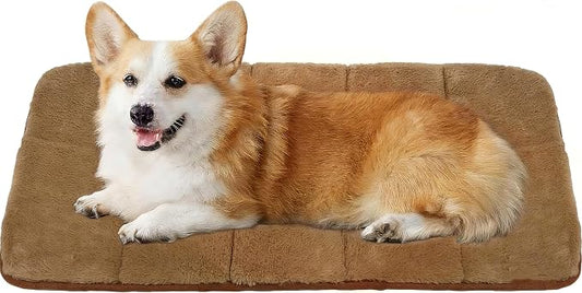 Dog Crate Pad for Medium Dog - 30"x20" Memory Foam Dog Bed, Washable & Anti-Slip Dog Bed Mat, Ultra Soft Kennel Pad for Dogs Cozy Sleeping Mat, Khaki by ZAKAPAWS
