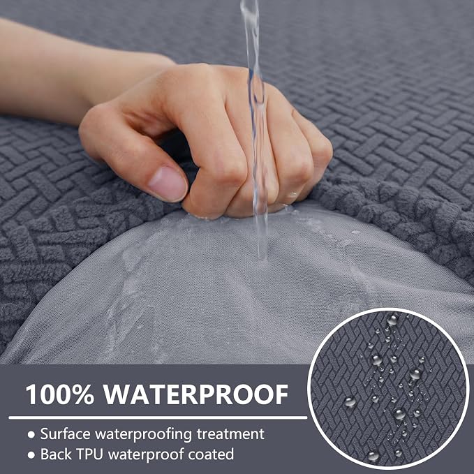 hyha Waterproof Couch Cushion Covers, Anti Slip Sofa Slipcovers for Pets | Waterproof Protection, Thick Jacquard Fabric, Wear Resistant, Anti Slip, Pet Protection (1 Piece for Backrest L) - Image 4