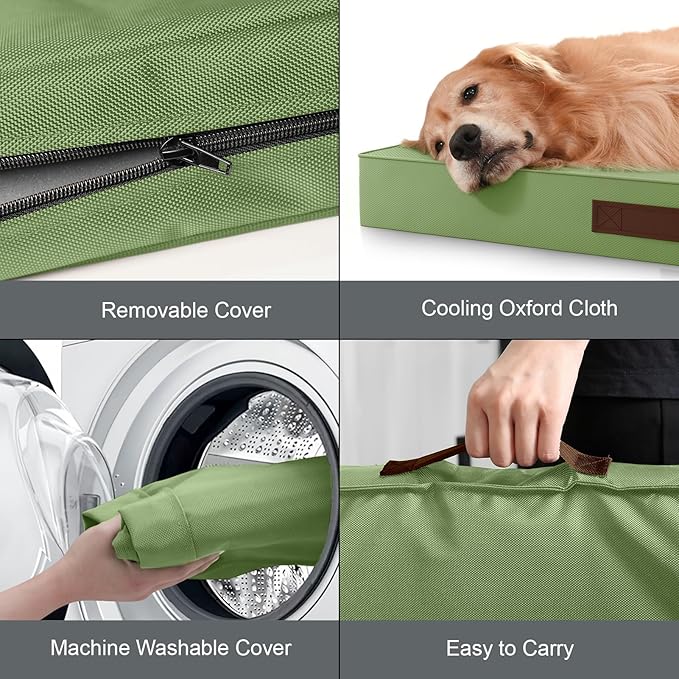 Large Waterproof Orthopedic Dog Bed with Egg Crate Foam | Fits 42x28 Crates, TPU Waterproof Layer, 1680D Washable Oxford Cover, Portable Handle, Indoor & Outdoor Use, Up to 80 lbs - Image 6