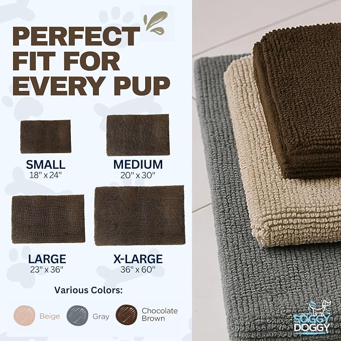 Soggy Doggy Crate Mate Dog Crate Pad, Chocolate Brown, Large 23x36 | Reversible chenille pad; absorbs 7x its weight; fits wire, plastic crates & cars; puppy to senior dog; quick-dry - Image 6