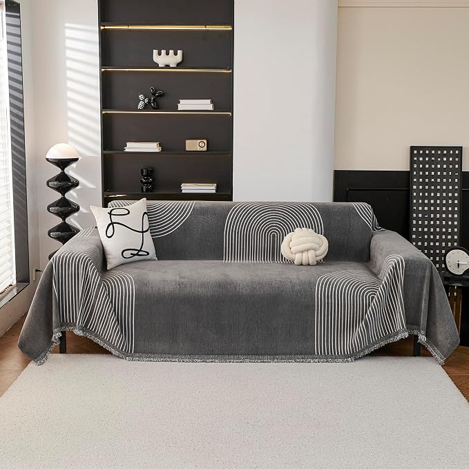 MEETSKY Couch Cover Sofa Cover Washable,Chenille Sofa Covers for 2 Cushion Couch Sofa, Sofa Slipcover Loveseat Pet Couch Covers for Sectional Sofa,71" X118" - Image 2