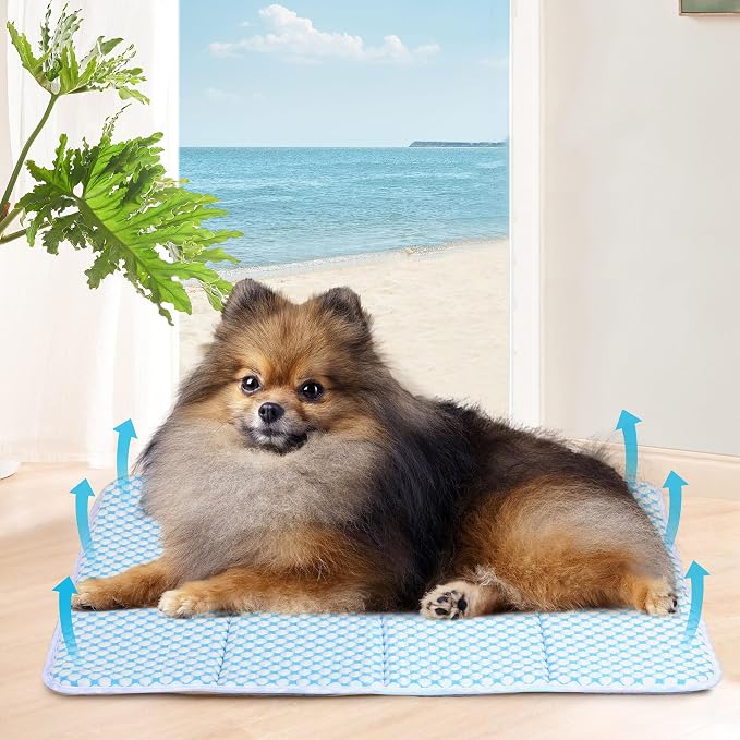 Dog Cooling Mat for Large Dogs – 24"x18" Orthopedic Memory Foam Pad for Summer, Hot Weather & Joint Relief | Washable, Non-Slip Crate Mat for Senior Dogs, Travel & Home(Blue) - Image 7