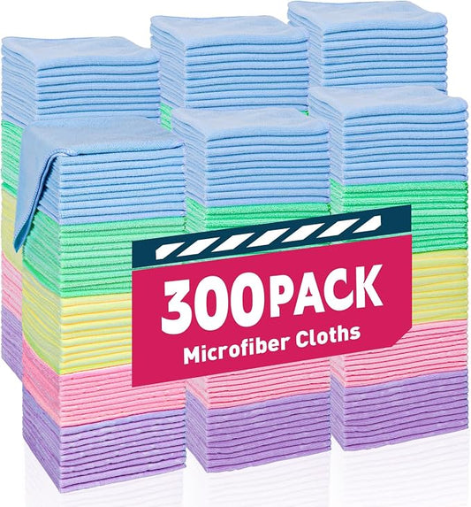 TEAWOO Microfiber Towels Bulk-300 Pack, Cleaning Cloths, Microfiber Towels for Cars, Cleaning Rags 5 Colors Assorted (12x12 inches) | Microfiber Towels for Cars, Cleaning Rags, 5 Colors Assorted (12x12 inches) by TEAWOO