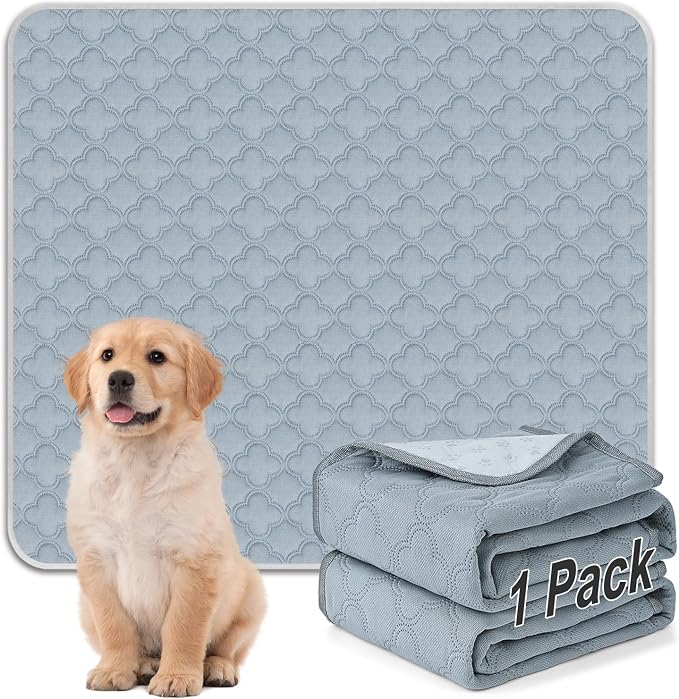 FunFurry Washable Pee Pads for Dogs - 1 Pack Reusable Pee Pads，Waterproof Puppy Pads，Pet Training Pads，Super Absorbent with Dog Paw Shape Non-Slip Backing (Light Grey, 72" X 72" - 1 Pack) by FUNUPFURRYLIFE