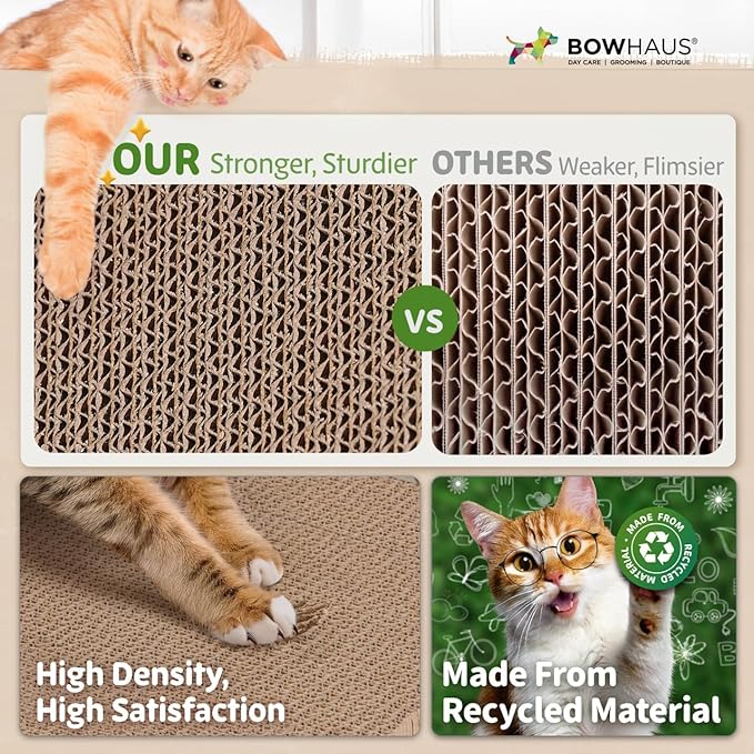 BOWHAUS Infinity Cat Scratcher Lounger, Reversible Scratcher, Infinity Cat Cardboard Scratcher, Large Cat Scratching Pad, Scratching Board, Scratcher Lounge Bed for Indoor Cats, Brown - Image 4