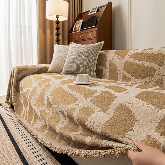 ROOMLIFE Couch Cover 3 Cushion Sofa, Washable Non Slip Furniture Sofa Protector Cover, Soft Chenille Sofa Slipcovers Sectional L Shape Dogs Couch Cover Throw Blanket with Tassels 71''X118'' by ROOMLIFE
