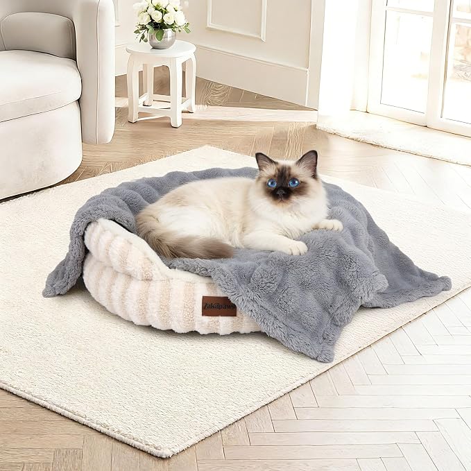 Dog Blankets Washable Pet Blanket - Fluffy Fuzzy Cat Puppy Blanket with Premium 300GSM 3D Fleece Bubble for Pet Kitten Doggy, Grey, 25x35IN by ZAKAPAWS