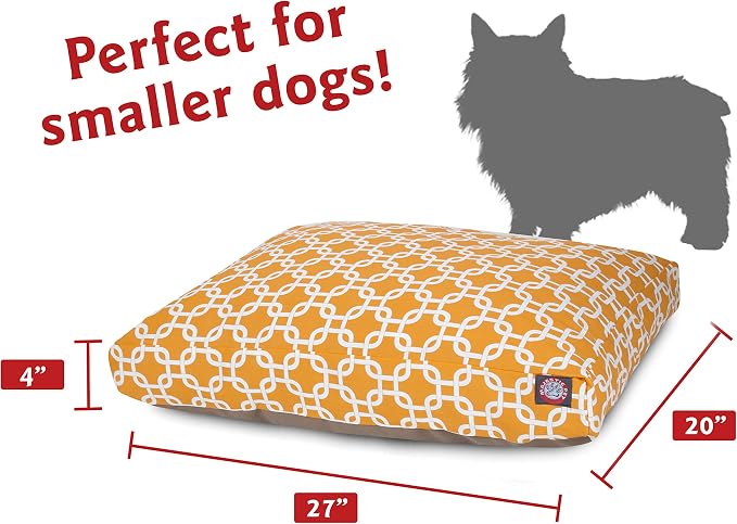 Yellow Links Small Rectangle Indoor Outdoor Pet Dog Bed With Removable Washable Cover By Majestic Pet Products - Image 3