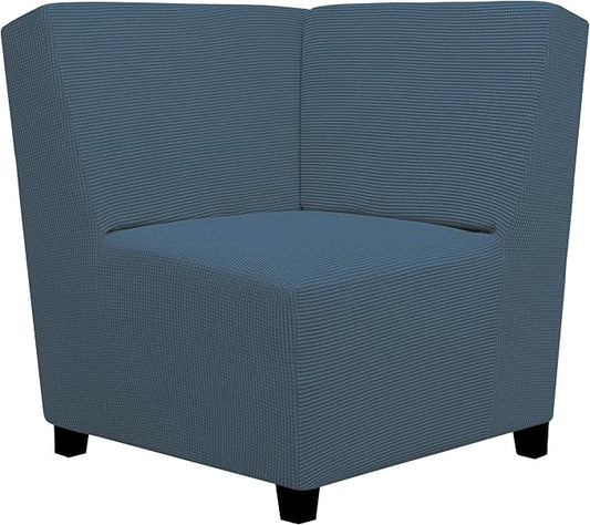 Easy-Going Stretch Soft Sectional Corner Sofa Couch Slipcover Bluestone | 1-Piece Sofa Cover Furniture Protector with Bottom For Kids, Pet, Spandex Jacquard Machine Washable for Living Room by Easy-Going