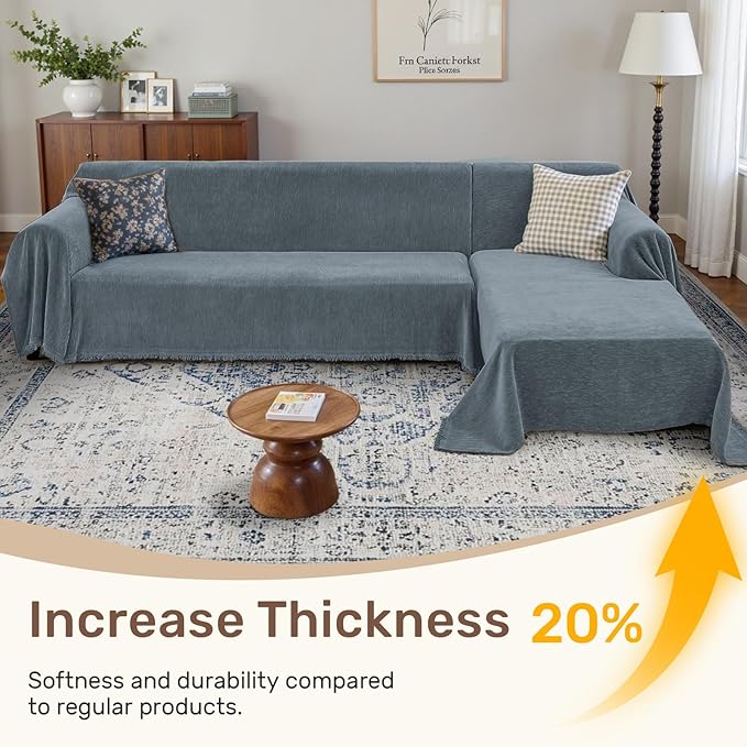 2 Pieces Sectional Couch Covers L Shaped Cover L Dusty Blue | Thick Washable Fabric for L Shaped Sectional Sofa, Anti-Pet Hair, Stain & Wear Resistant, Easy Care & Installation - Image 3
