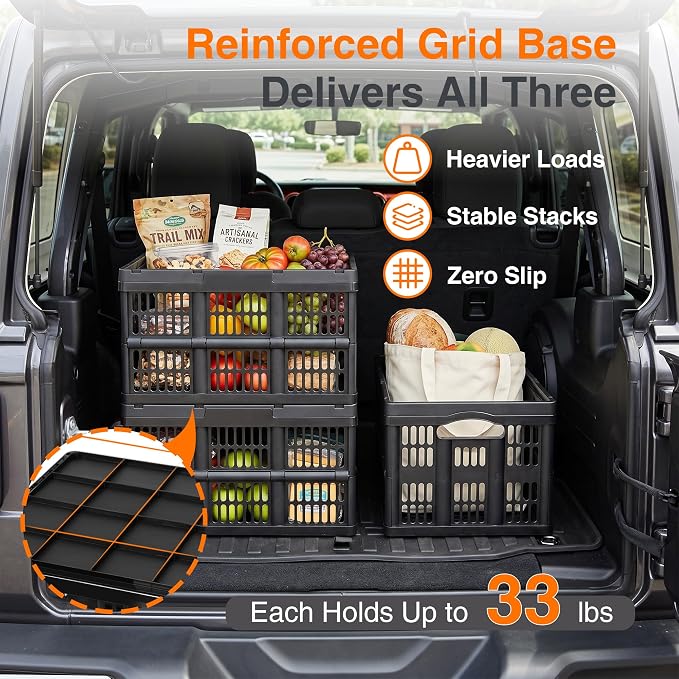 Citylife 45L Collapsible Storage Bins with Lids Plastic Storage Containers for Organizing Stackable Storage Box Large Heavy Duty Utility Crates, 3 Packs - Image 5