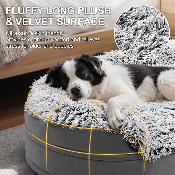 Gimars Upgrade 3.7in Ultra Thick Orthopedic Dog Beds for Large Dogs,Soft Egg Foam Dog Sofa Bed, 28D Crate Foam Washable Cover, Waterproof Lining Supportive Half-Round for Puppy,Senior,Sick Dogs - Image 6