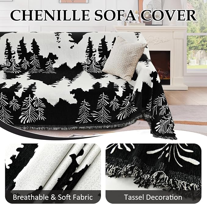 1OO% Waterproof Sectional Couch Covers for Dogs L Shaped Corner Sofa Cover Washable Chenille Sofa Slipcovers Blanket Modern Jacquard Pet Furniture Protector (91"x276", Black Forest) - Image 6
