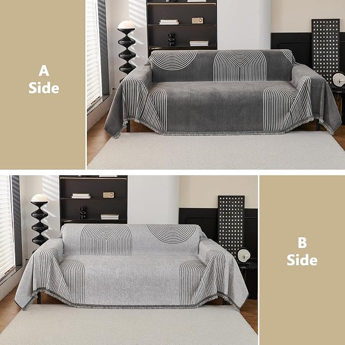 MEETSKY Couch Cover Sofa Cover Washable,Chenille Sofa Covers for 2 Cushion Couch Sofa, Sofa Slipcover Loveseat Pet Couch Covers for Sectional Sofa,71" X118" - Image 8