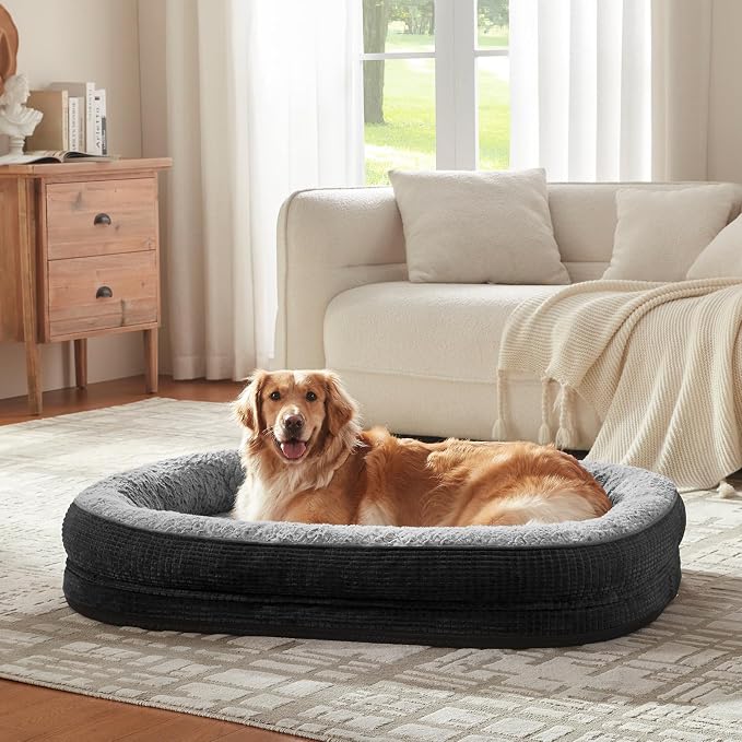 JOEJOY Orthopedic Dog Bed for Large Dogs, Egg-Crate Memory Foam Pet Bed with Bolster Sides, Waterproof Lining, Removable Washable Cover & Non-Slip Bottom, Black - Image 7