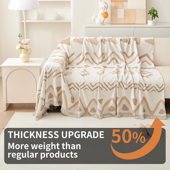 HAOMAIJIA Non Slip Couch Cover Sofa Covers for 3 Cushion Couch Washable sectional Couch Covers for Dogs pet Furniture Protector Couch Cover Blanket for Living Room (My-Khaki, 91"x134") - Image 3