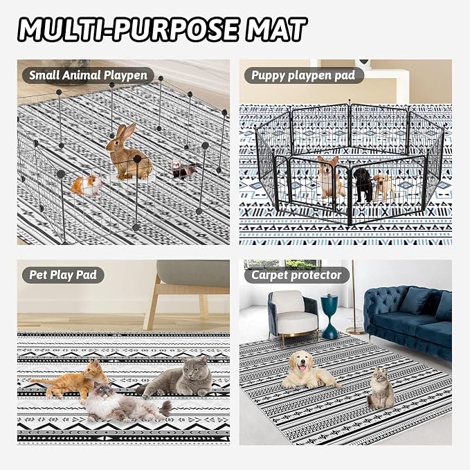 BNOSDM 78.7 in Rabbit Cage Liners Washable Reusable Bunny Bedding Pets Dog Whelping Pads with Anti Slip Bottom Pad Rug for Dogs Chinchillas Cats Guinea Pigs Ferrets - Image 6