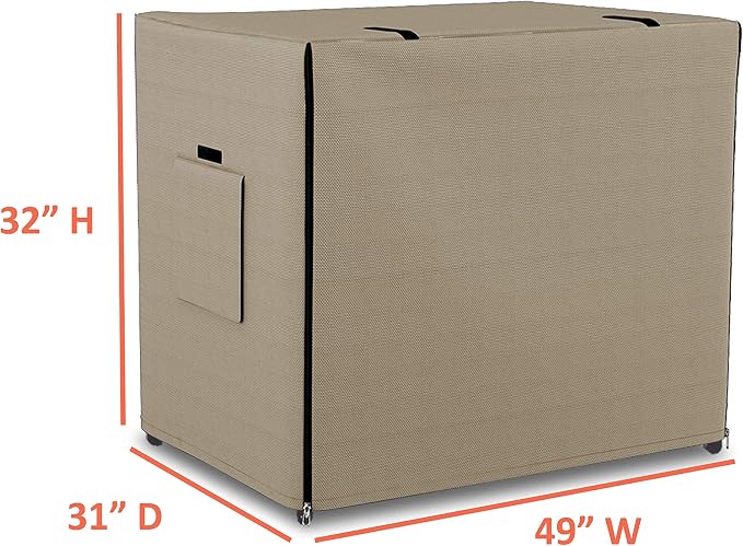 Dog Crate Cover 12 Oz Waterproof - Heavy Duty Privacy Dog Crate Cover with Mesh Pocket & Roll Up Window - Universal Fit Dog Kennel Cover (32" H x 49" W x 31" D, Beige) - Image 3