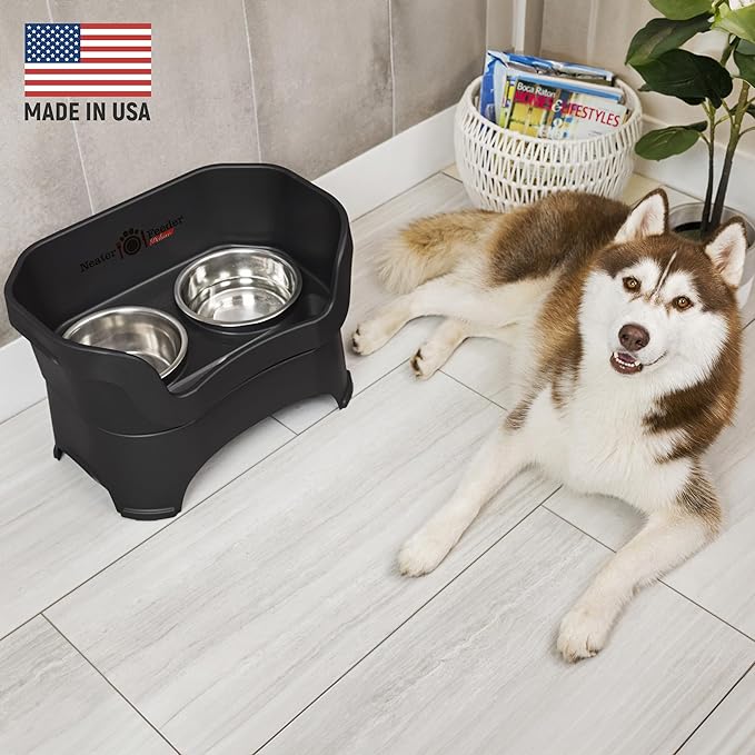 Neater Pet Brands Neater Feeder Deluxe Mess Proof Dog Bowls Elevated for Large Dogs Over 40 lbs, Made in USA, No Spill Raised Dog Food Bowl Stand Feeding Station, Food and Water Bowl Set, Black - Image 2