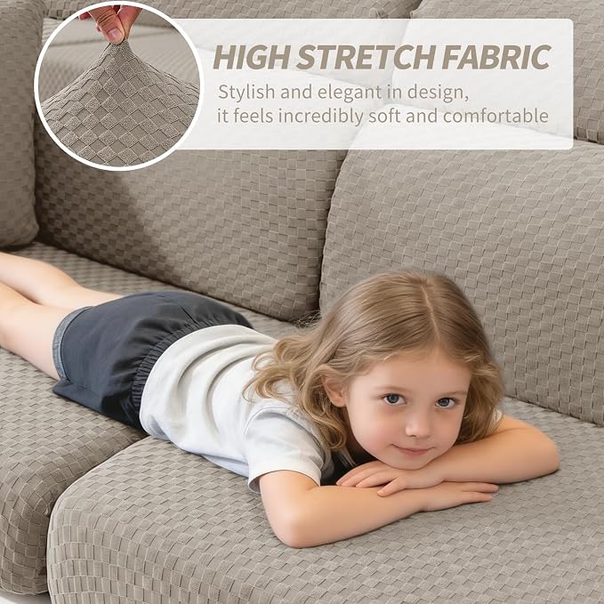 YEMYHOM Couch Cushion Covers for Sofa, Stretch Sectional Couch Armrest Covers Washable Thick Furniture Protector Sofa Slipcovers for Pets (2PC Armrest Cover, Khaki) - Image 3