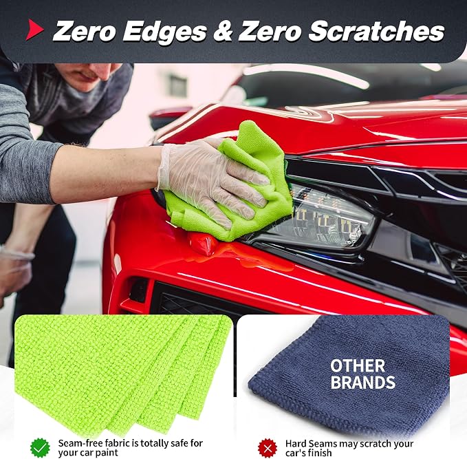 FIXSMITH Microfiber Cleaning Cloth, 100 Pack Shop Towels, Micro Fiber Cloth for Cleaning Car, All-Purpose Absorbent Cleaning Rags for Housekeeping, Dust Cloth for Office, Car Wash Towels, 12inx12in - Image 4