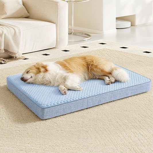 WATANIYA PET XL Cooling Dog Beds for Large Dogs, 41-Inch Dog Crate Bed | Gel Memory Foam for Joint Relief, Waterproof Liner, Plush Removable Cover, for Pets Up to 90 lbs by WATANIYAPET